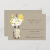 Mason Jar et carte RSVP Fleur sauvage (Devant / Derrière)