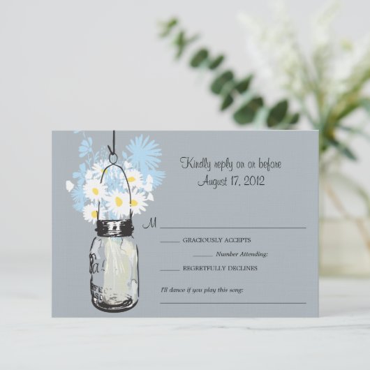 Mason Jar et carte RSVP Fleur sauvage (Debout devant)