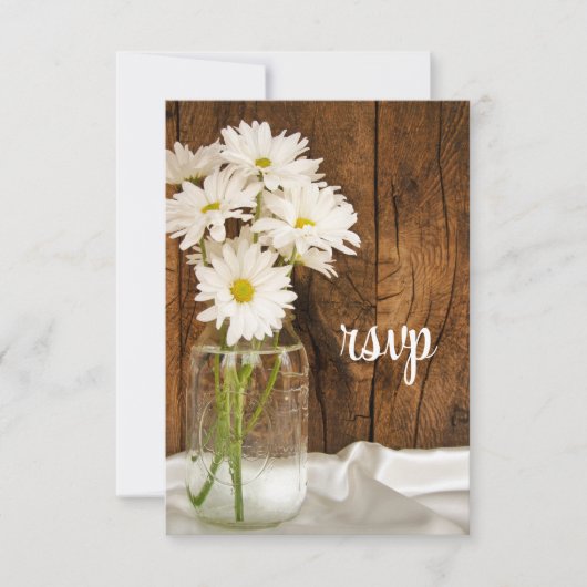 Mason Jar et Daisies Mariage campagnard carte RSVP (Devant)