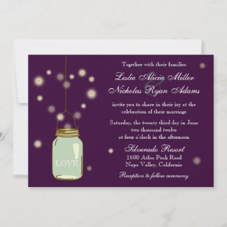 Mason Jar et Fireflies Heart Faire-part de mariage