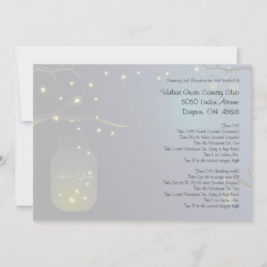 Mason Jar et Firefly Faire-part de mariage 5" x 7" (Dos)