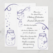 Mason Jar et Firefly Faire-part de mariage - Raisi (Devant / Derrière)