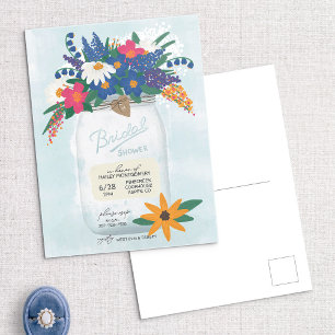Mason Jar et Fleur sauvage Invitation de douche nu