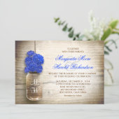 Mason jar et fleurs royales bleues invitations mar (Debout devant)