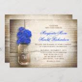 Mason jar et fleurs royales bleues invitations mar (Devant / Derrière)