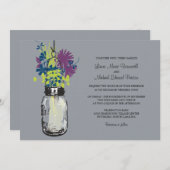 Mason Jar et invitations de mariage Fleurs sauvage (Devant / Derrière)