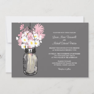 Mason Jar et invitations de mariage Fleurs sauvage