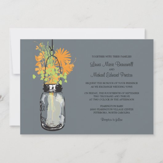Mason Jar et invitations de mariage Fleurs sauvage (Devant)