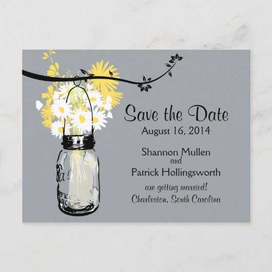 Mason Jar et invitations de mariage Fleurs sauvage (Devant)