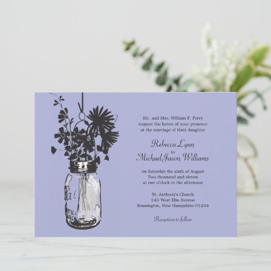 Mason Jar et invitations de mariage Fleurs sauvage (Debout devant)