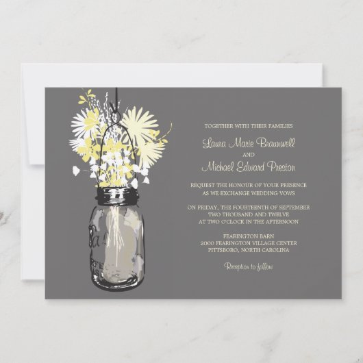 Mason Jar et invitations de mariage Fleurs sauvage (Devant)