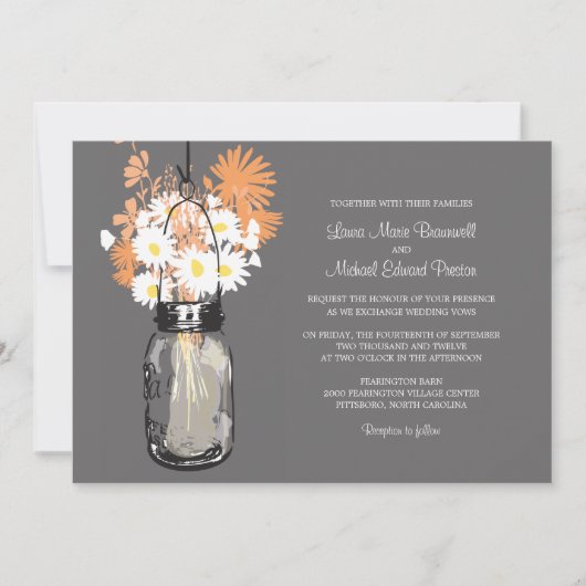Mason Jar et invitations de mariage Fleurs sauvage (Devant)