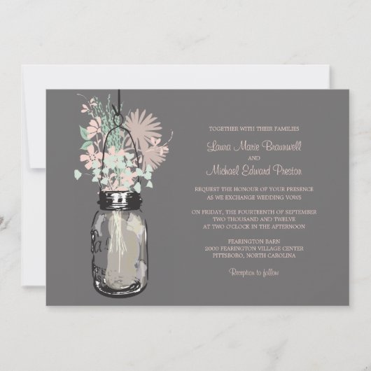 Mason Jar et invitations de mariage Fleurs sauvage (Devant)