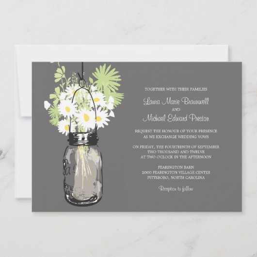 Mason Jar et invitations de mariage Fleurs sauvage (Devant)