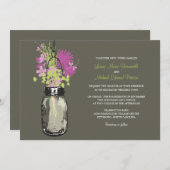 Mason Jar et invitations de mariage Fleurs sauvage (Devant / Derrière)