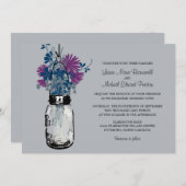 Mason Jar et invitations de mariage Fleurs sauvage (Devant / Derrière)