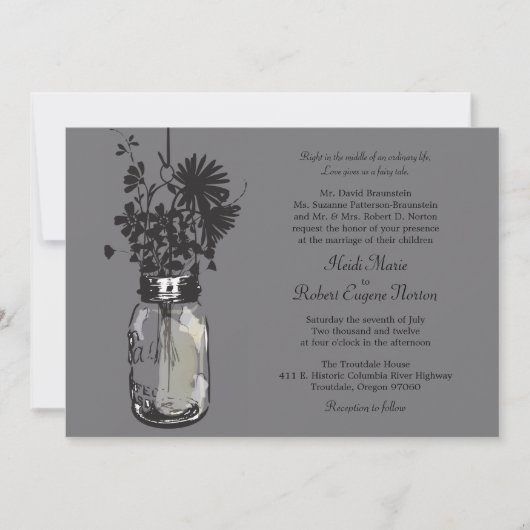 Mason Jar et invitations de mariage Fleurs sauvage (Devant)