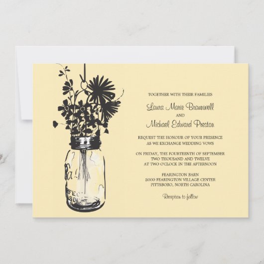 Mason Jar et invitations de mariage Fleurs sauvage (Devant)
