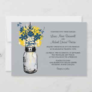 Mason Jar et invitations de mariage Fleurs sauvage