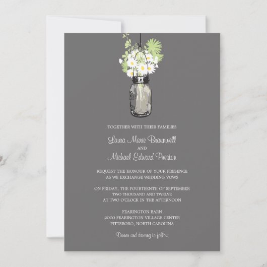 Mason Jar et invitations de mariage Fleurs sauvage (Devant)