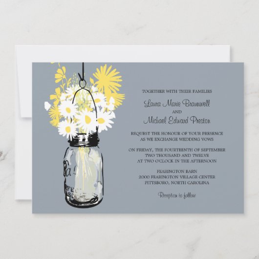 Mason Jar et invitations de mariage Fleurs sauvage (Devant)