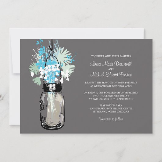 Mason Jar et invitations de mariage Fleurs sauvage (Devant)
