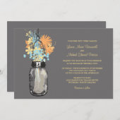 Mason Jar et invitations de mariage Fleurs sauvage (Devant / Derrière)
