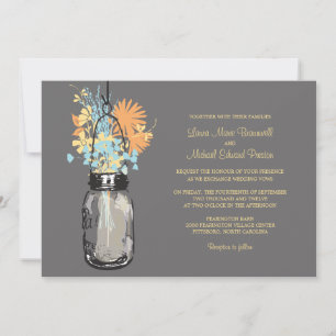 Mason Jar et invitations de mariage Fleurs sauvage