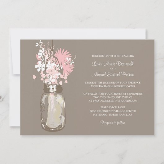 Mason Jar et invitations de mariage Fleurs sauvage (Devant)