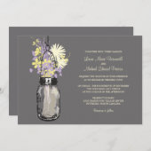 Mason Jar et invitations de mariage Fleurs sauvage (Devant / Derrière)