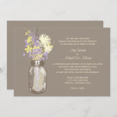 Mason Jar et invitations de mariage Fleurs sauvage (Devant / Derrière)