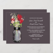 Mason Jar et invitations de mariage Fleurs sauvage (Devant / Derrière)