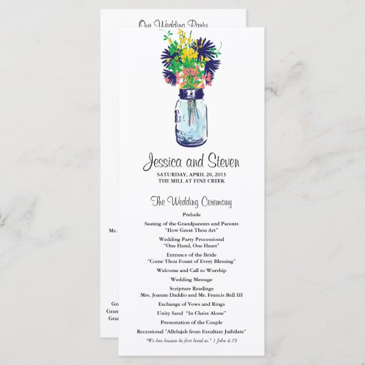 Mason Jar et le programme Fleur sauvage (Devant / Derrière)