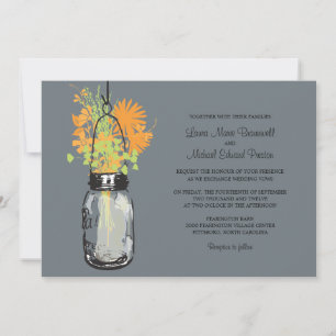 Mason Jar et les invitations aux mariages Fleurs s