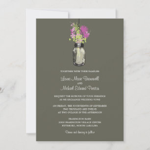 Mason Jar et les invitations aux mariages Fleurs s