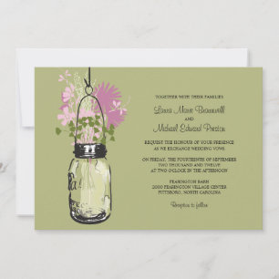 Mason Jar et les invitations aux mariages Fleurs s