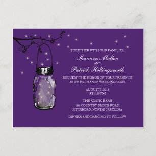 Mason Jar et lucioles Invitations de mariage