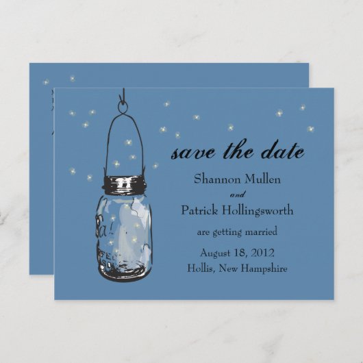 Mason Jar et lucioles Invitations de mariage (Devant / Derrière)
