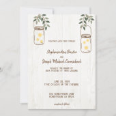 Mason Jar et lucioles Invitations de mariage rusti (Devant)