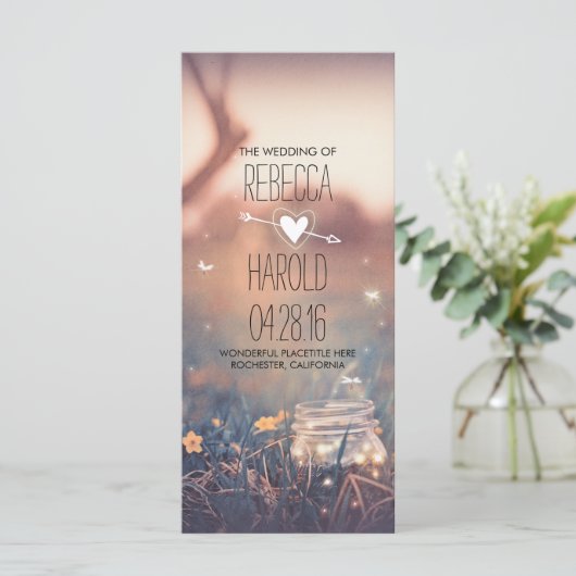 mason jar et lucioles programmes de mariage rustiq (Debout devant)