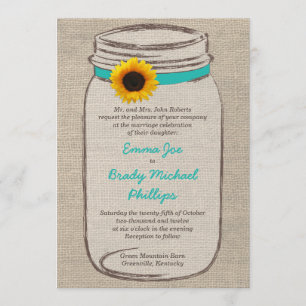 Mason Jar et Sunflower Faire-part de mariage
