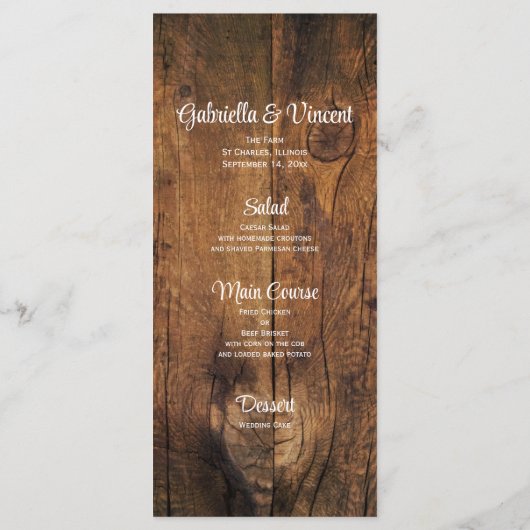 Mason Jar et White Daisy Barn Menu Mariage (Dos)