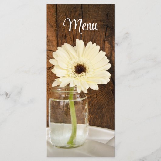 Mason Jar et White Daisy Barn Menu Mariage (Devant)