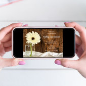 Mason Jar et White Daisy Quinceañera Invitation