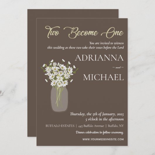 Mason Jar Faire-part de mariage religieuse chrétie (Devant / Derrière)