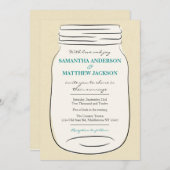 Mason Jar Faire-part de mariage - Turquoise (Devant / Derrière)