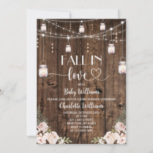 Mason Jar Fall in Love Baby Shower Kaart