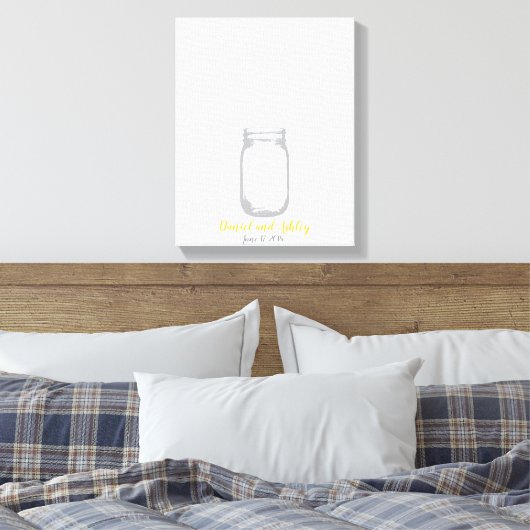 Mason Jar Fire Flies Weddenschap Fingerprint Guest Canvas Afdruk (Insitu (Slaapkamer))