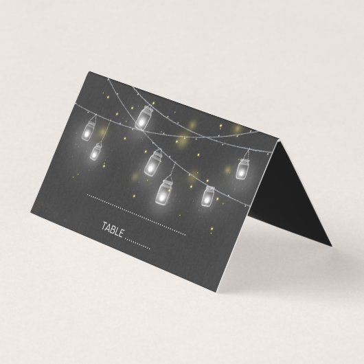 Mason Jar Fireflies Chalkboard Mariage Carte Place (Front)