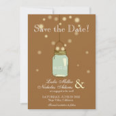 Mason Jar Fireflies Heart Wedding Save the Date (Voorkant)